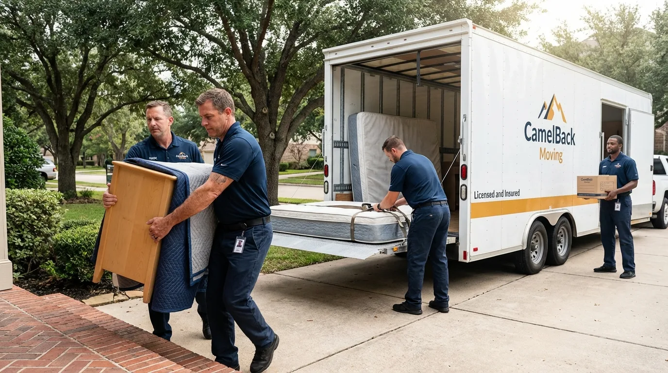 Crew loading residential truck for cross-state move from Walthall, MS