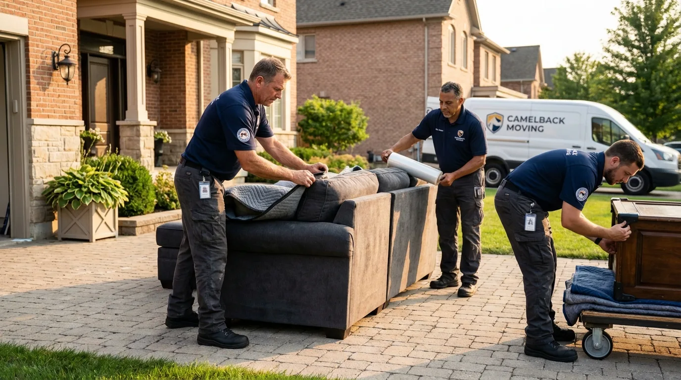 Large estate moving crew wrapping furniture in Walthall, MS