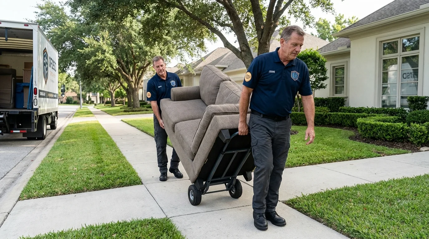 Local residential moving crew loading furniture in Walthall, MS